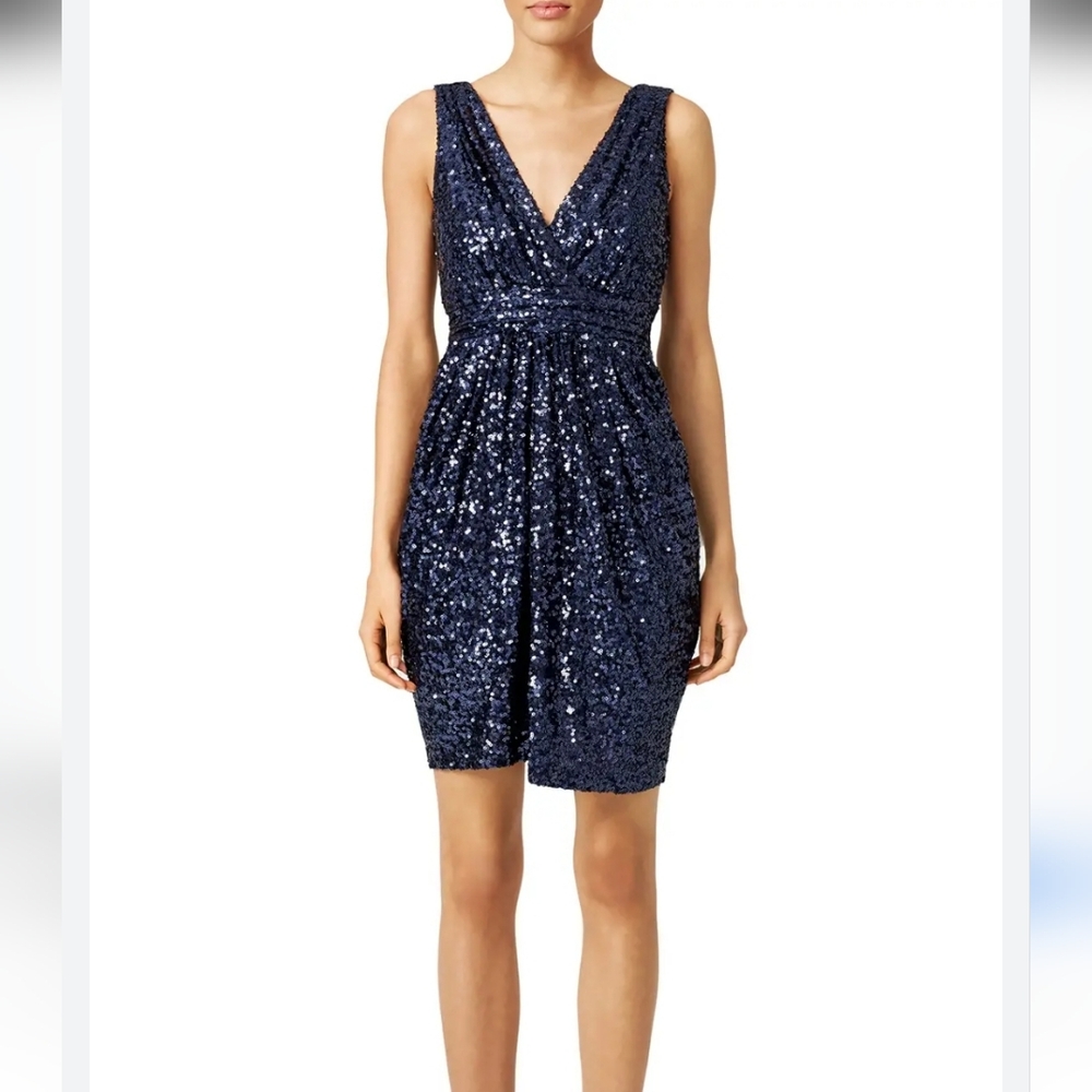 Elegant Navy Sequin Dress